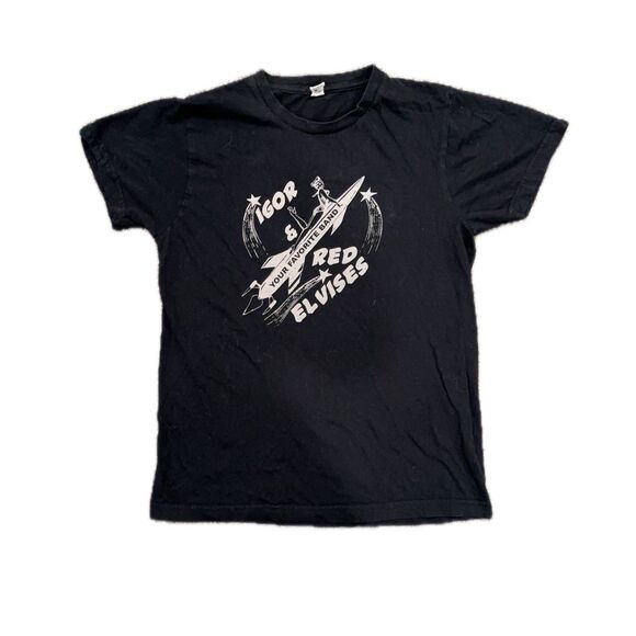 Vintage Igor and Red Elvises Band Ladies  Black T-shirt size Small - Picture 1 of 5
